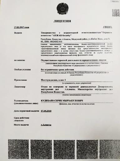 Лицензия АКЖАН-Секьюрити